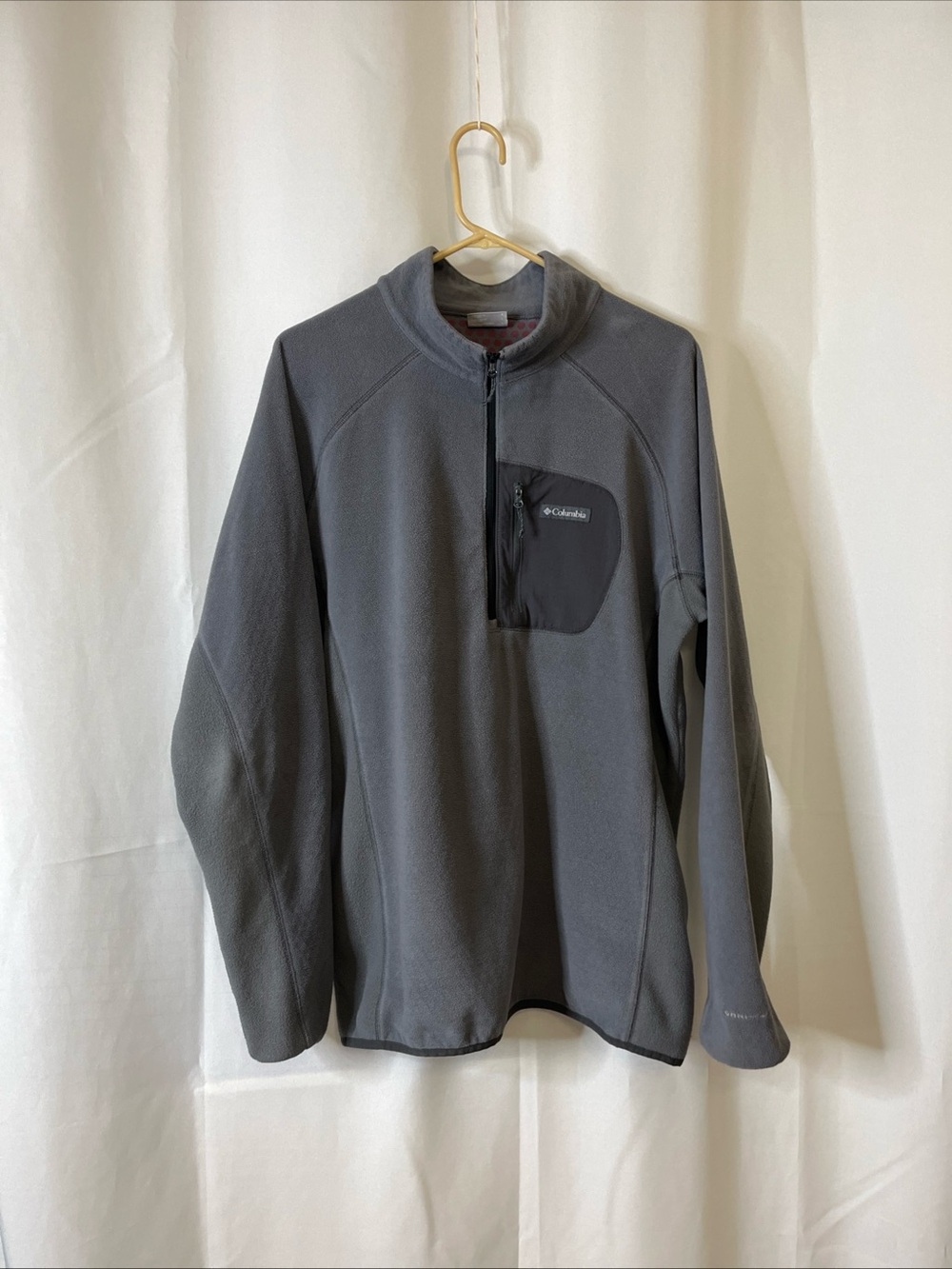Columbia Jacket Men L 1/4 Zip Chest Pocket Fleece Gray Jacket Omni-Heat
